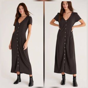 Z Supply Irene Linen Blend Midi Shirt Dress Sz. L